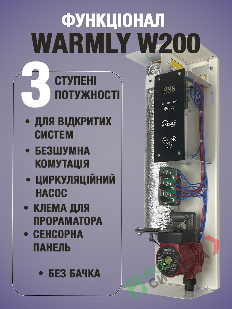 Електричні котли Warmly W200 функціонал